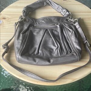 Coach Gray Leather Shoulder Bag with chunky Handle